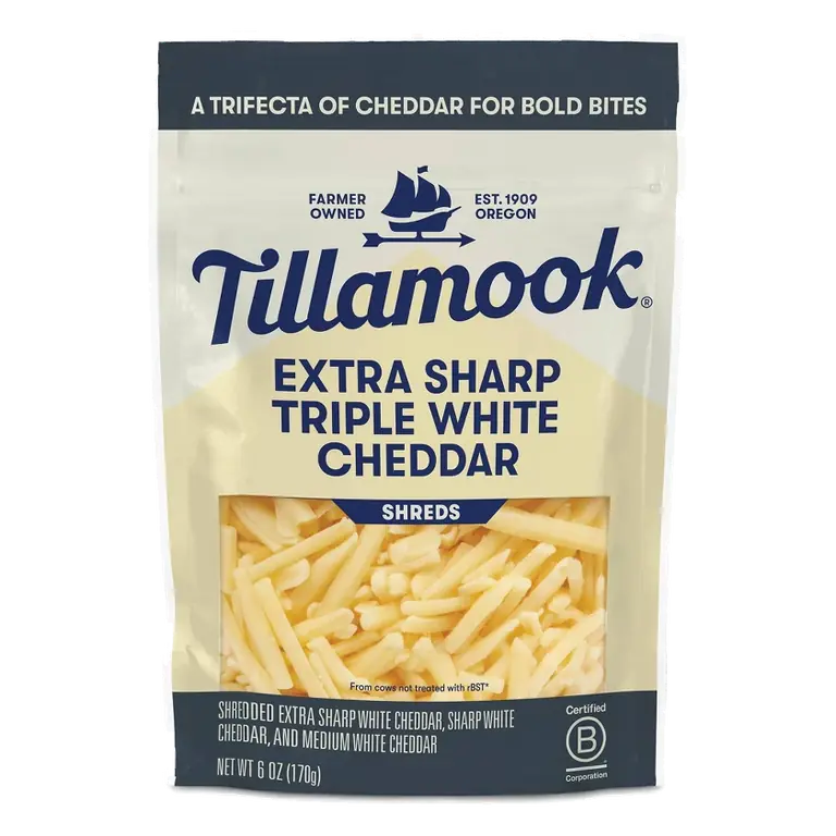 Tillamook Shredded Extra Sharp Triple White Cheddar Cheese, 6oz