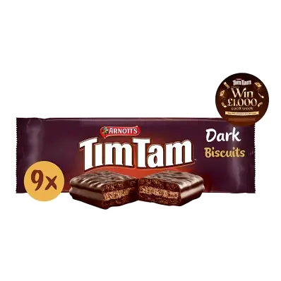 Arnotts Tim Tam Dark Chocolatey Biscuits, 9 Bars, 163g