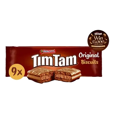 Arnotts Tim Tam Milk Chocolatey Biscuits, Original, 9 Bars,163g