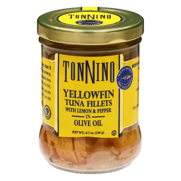 Wild Caught Yellowfin Tuna Fillets w/Lemon & Pepper in Olive Oil