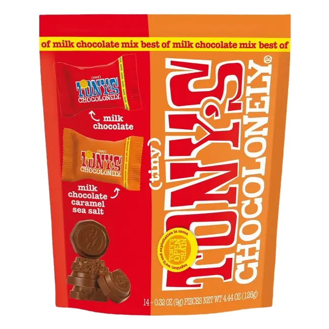 Tony's Chocolonely Milk & Milk Caramel Sea Salt Pouch Chocolate, 4.4oz