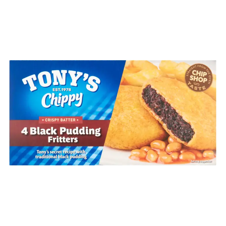 Tony's Chippy Crispy Batter 4 Black Pudding Fritters 340g