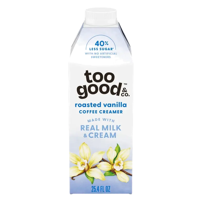 Too Good & Co. Roasted Vanilla Coffee Creamer, 25.4 fl oz: No Artificial Sweeteners, Whole Milk Fat, Cow Milk Source