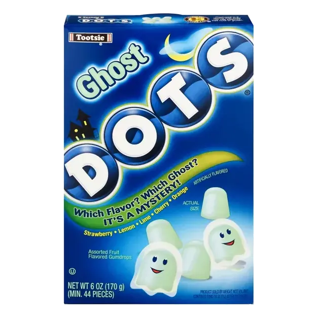 Dots Gumdrops, Assorted Fruit Flavored, Ghost