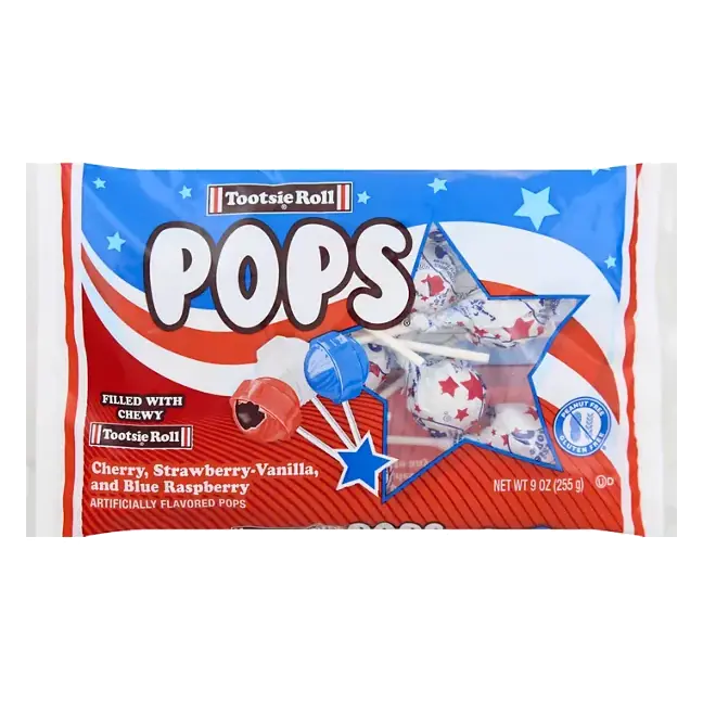 Pops, Cherry, Strawberry-Vanilla, and Blue Raspberry