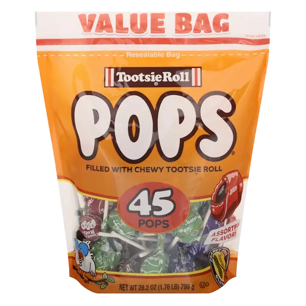 Pops Assorted Flavors Lollipop Candy Value Bag - 45 ct