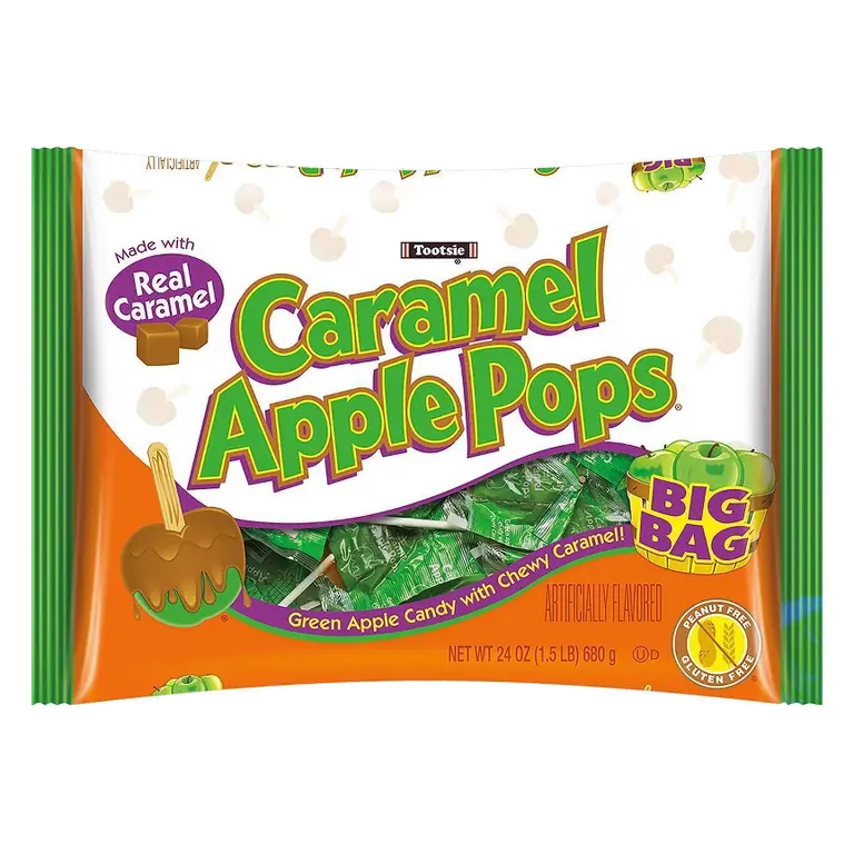 Tootsie Caramel Apple Pops Halloween Fall Harvest Candy Bag, 24oz
