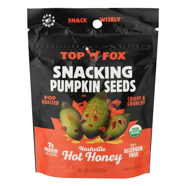 Top Fox Snacking Pumpkin Seeds, Nashville Hot Honey