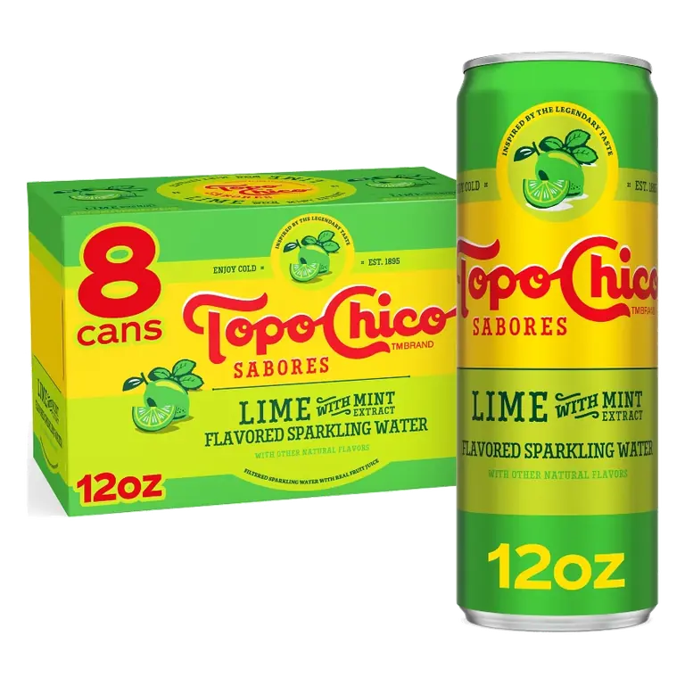 Topo Chico Sabores Lime Mint Sparkling Water, 8pk/12 fl oz Cans