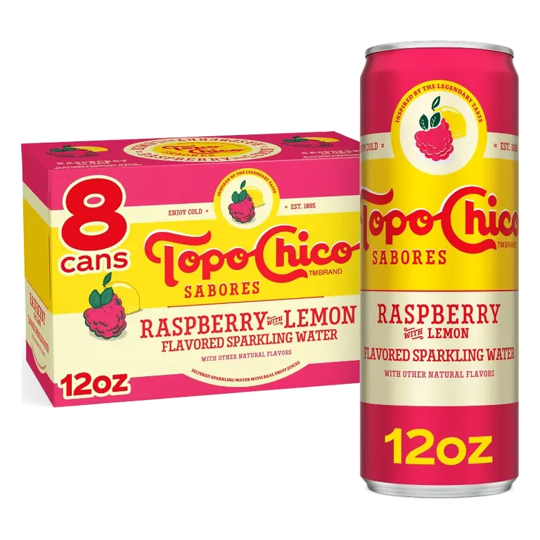 Topo Chico Sabores Raspberry Lemon Flavored Sparkling Water, 8pk/12 fl oz Cans