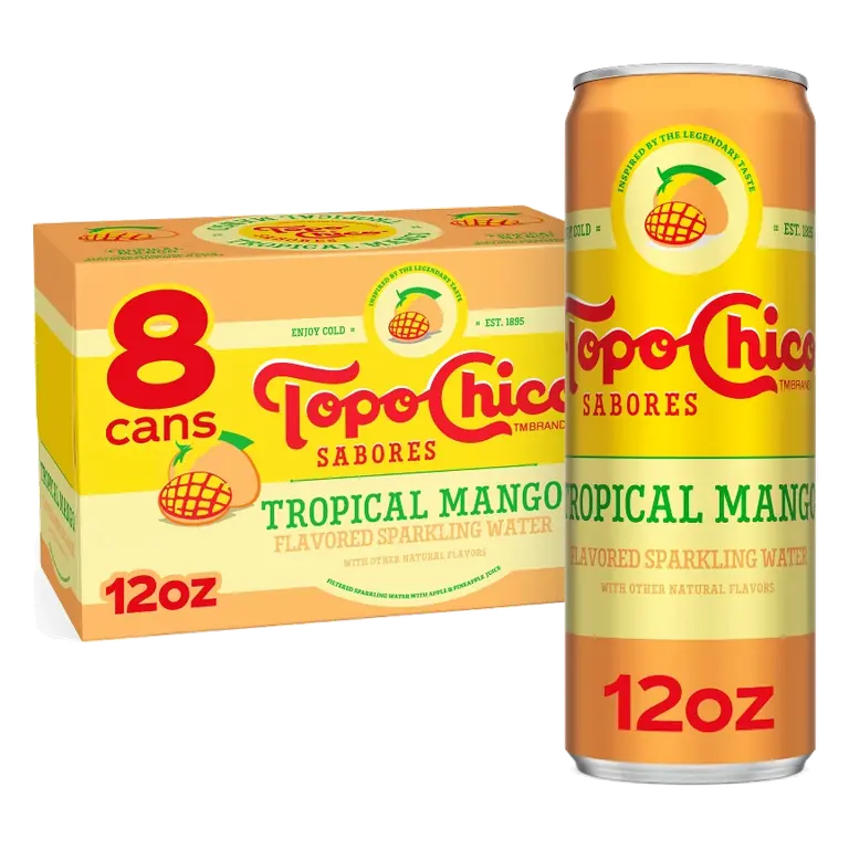 Topo Chico Sabores Tropical Mango Flavored Sparkling Water, 8pk/12 fl oz Cans