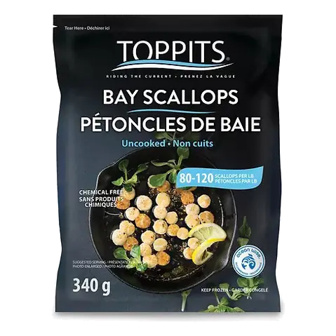 Toppits Frozen Bay Scallops Uncooked 340 g