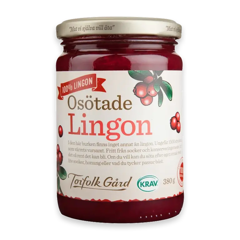 Lingonsylt Osötad 380g KRAV Torefolk Gård