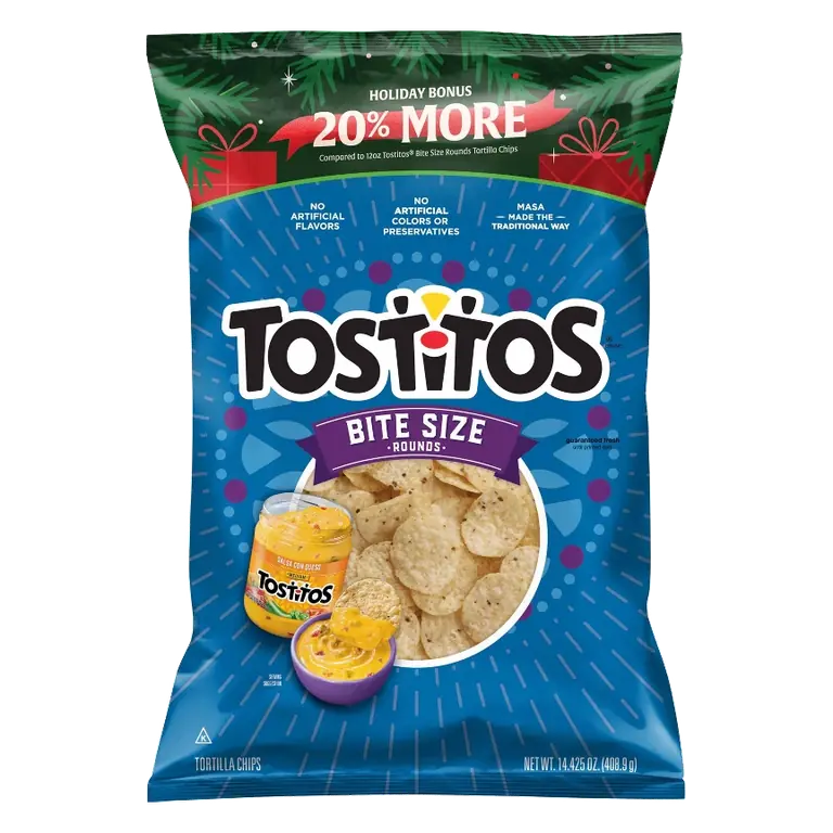 Tostitos Bite Size Rounds Chips Holiday Bonus Bag, 14.425oz