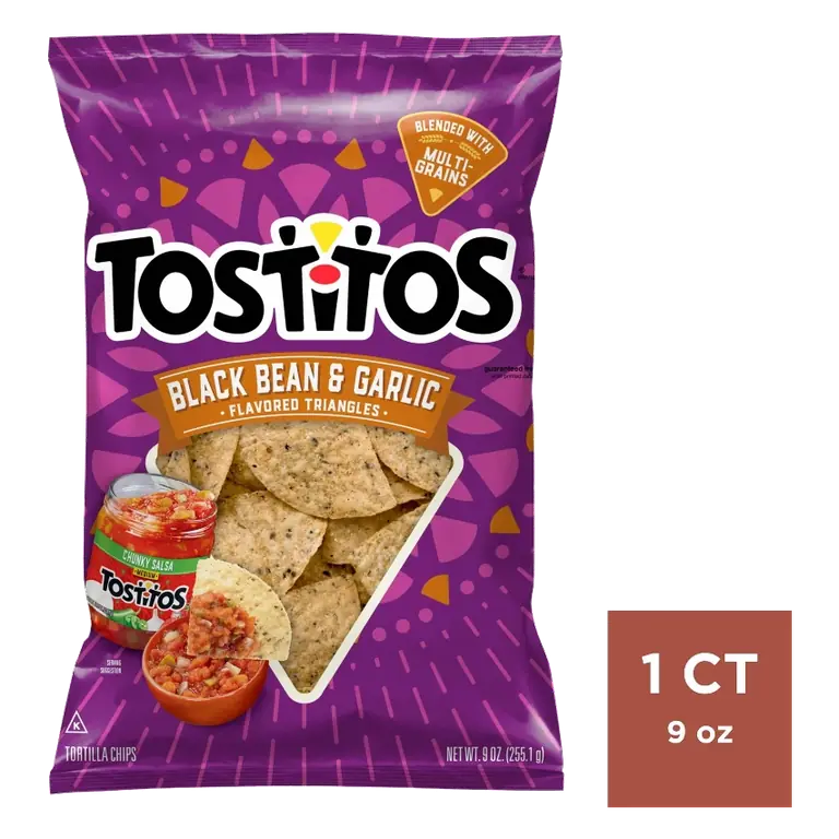 Tostitos Black Bean and Garlic Tortilla Chips, 9oz: No Artificial Flavors, No Preservatives