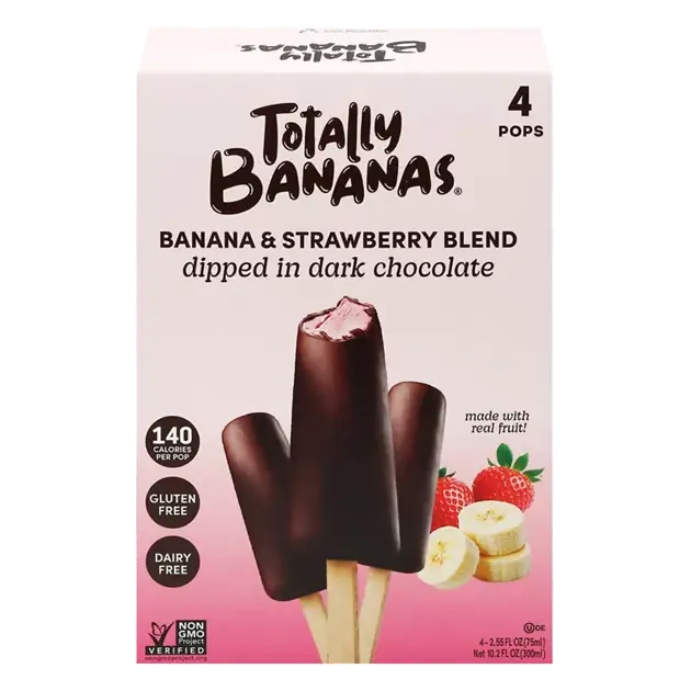 Banana-Strawberry Blend Dipped in Dark Chocolate Pops
