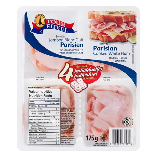 Deli Shaved Parisian White Ham 4 Individual Portions 175 g