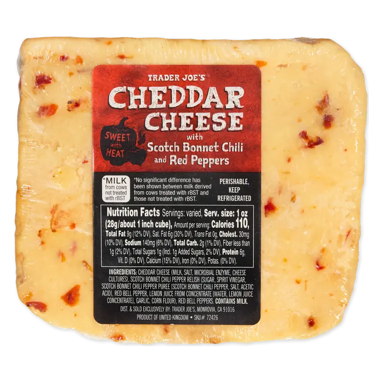 Cheddar Cheese with Scotch Bonnet Chili Peppers