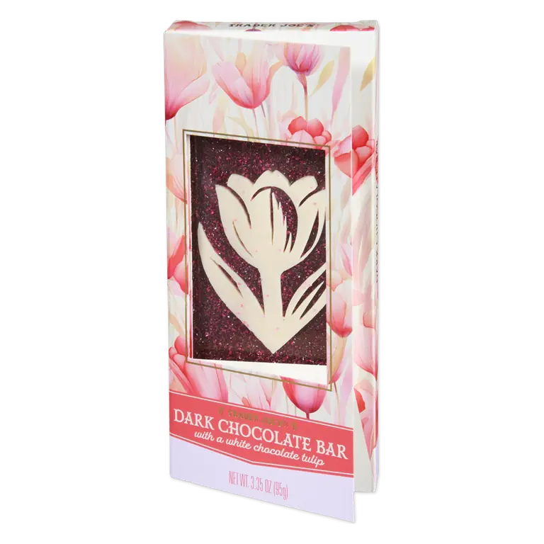 Dark Chocolate Bar with a White Chocolate Tulip