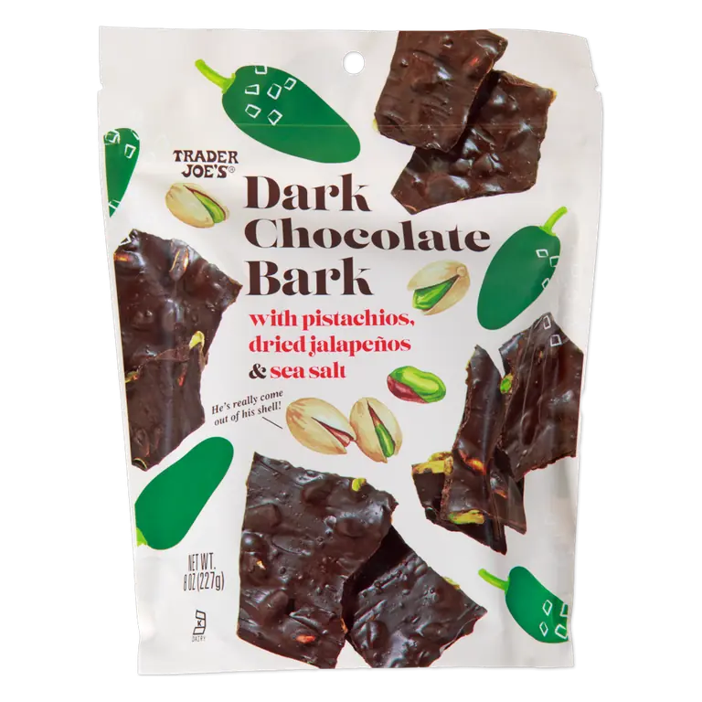 Dark Chocolate Bark with Pistachios, Dried Jalapeños & Sea Salt