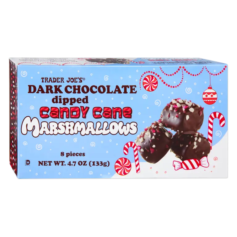 Dark Chocolate Dipped Candy Cane Marshmallows