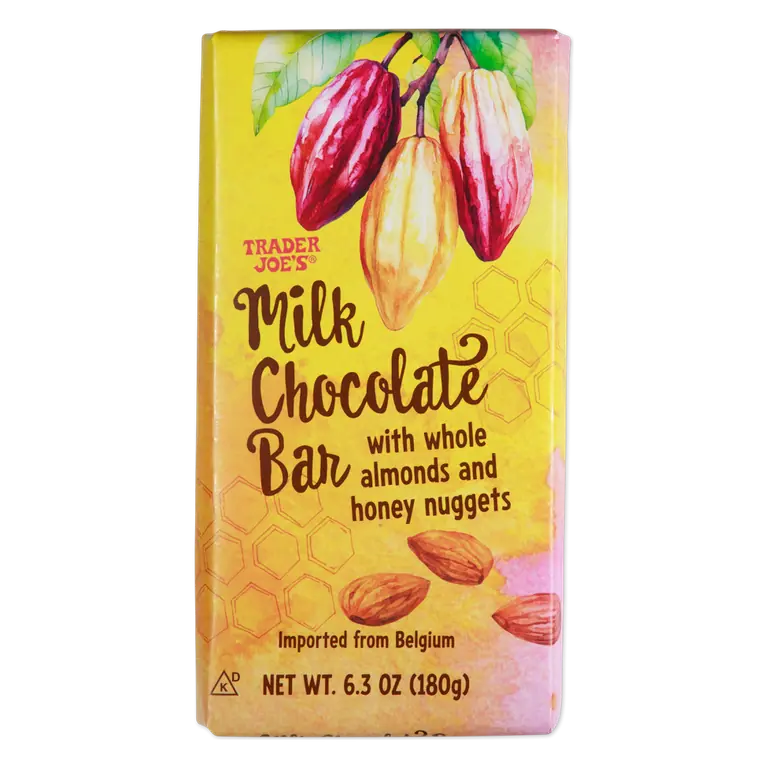 Milk Chocolate Bar with Almonds and Honey Nuggets