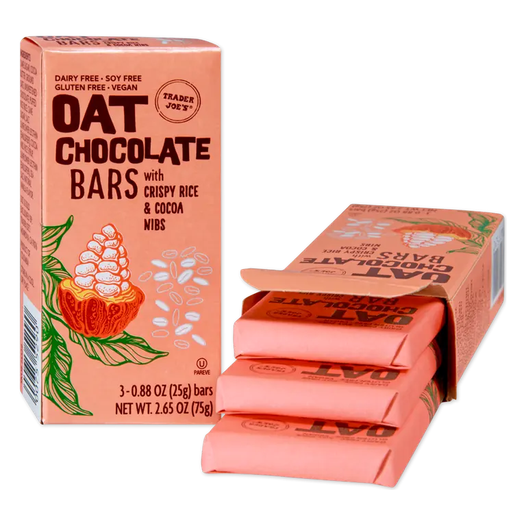 Oat Chocolate Bars with Crispy Rice & Cocoa Nibs