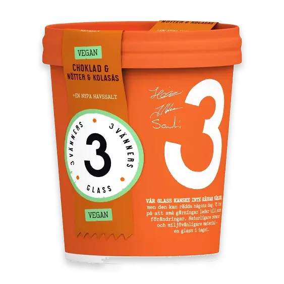 Glass Choklad nötter & kolasås Vegansk 500ml 3 Vänners Glass