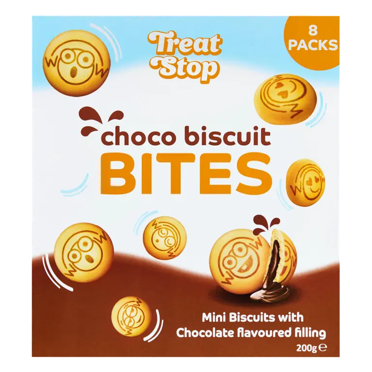 Treat Stop Choco Biscuit Bites Mini Biscuits with Chocolate Flavoured Filling 200g