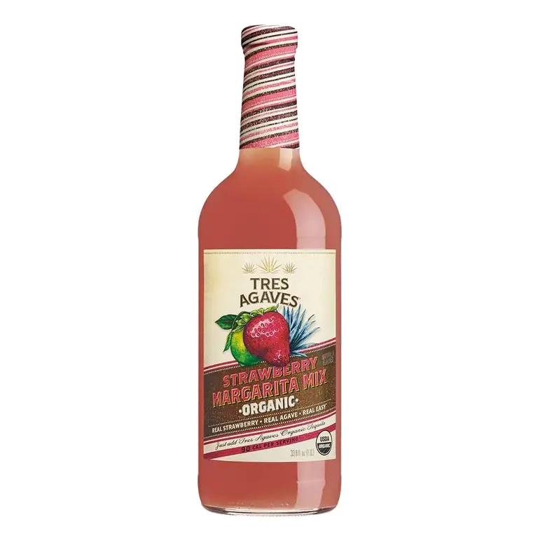 Tres Agaves Organic Strawberry Margarita Mix, 1L Bottle