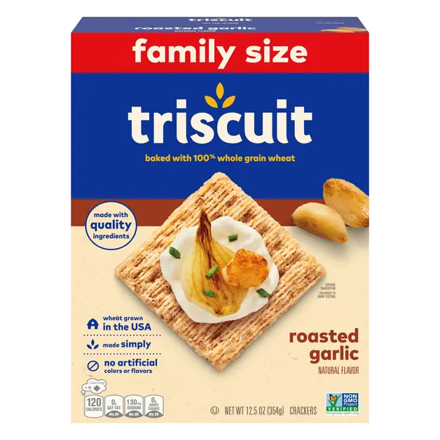 Roasted Garlic Whole Grain Wheat Crackers Family Size