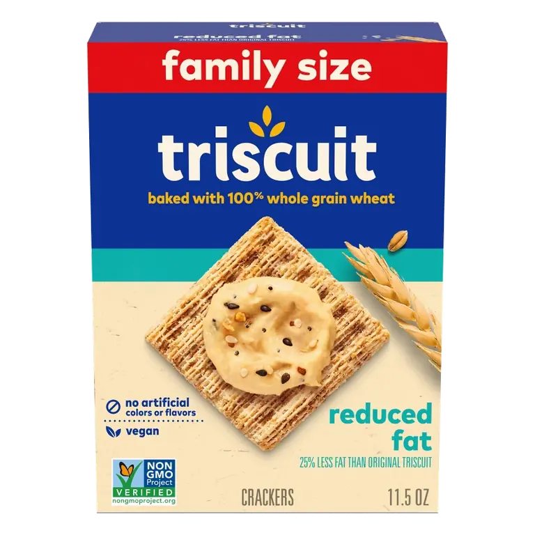 Triscuit Reduced Fat Whole Grain Wheat Vegan Lunch Snacks Crackers Size, 11.5oz