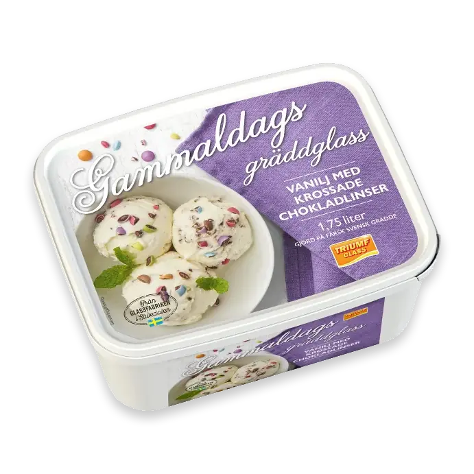 Gammaldags gräddglass Vanilj med krossade chokladlinser 1.75L