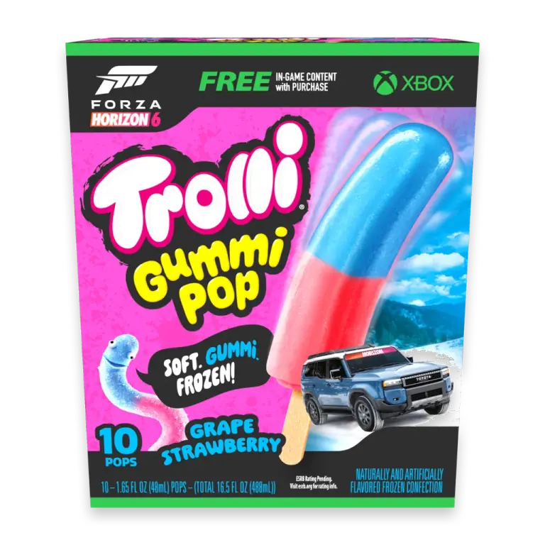 Frozen Gummi Ice Pops Chewy Sour Gummy Candy Frozen Dessert Snacks, Grape Strawberry, 10pk