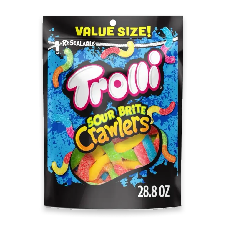 Sour Brite Crawlers Sweet and Sour Gummy Worm Candy Bag