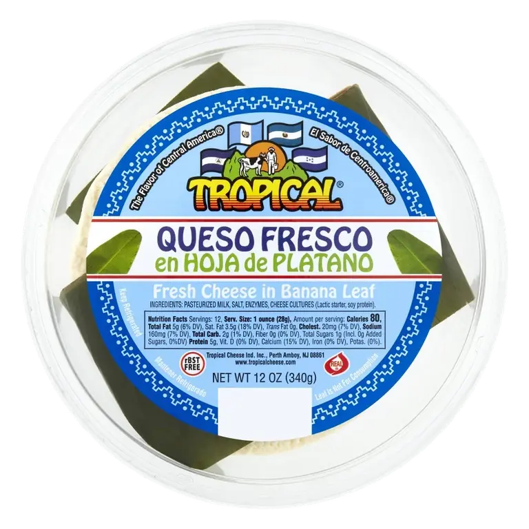 Tropical Block Queso Fresco Central American Cheese with Banana Leaf, 12oz