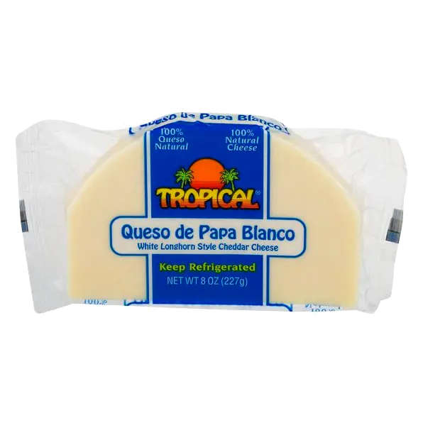 Queso de Papa Blanco White Longhorn-Style Cheese Cheddar Block
