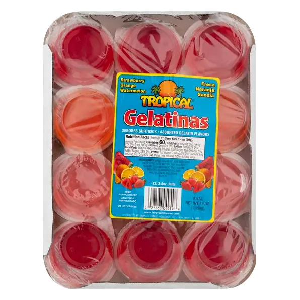 Strawberry Orange Watermelon Gelatinas Cups - 12 ct