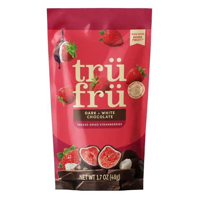 Tru Fru Freeze Dried Strawberries in Dark and White Chocolate, 1.7oz