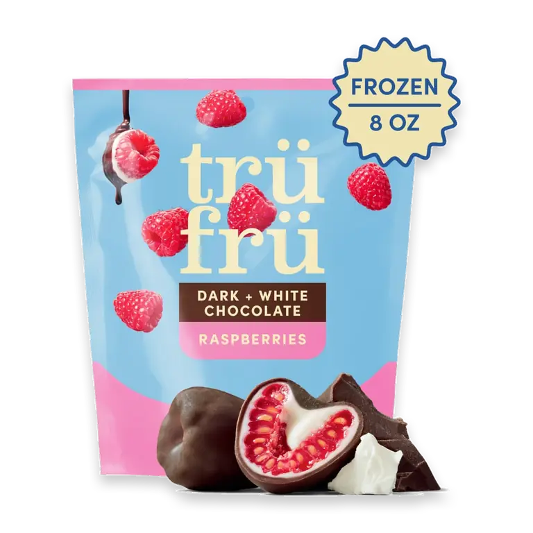 Fresh Frozen Raspberries in Dark & White Chocolate