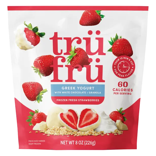 Strawberries in Greek Yogurt with White Chocolate + Granola Frozen