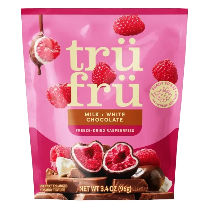 Tru Fru Freeze Dried Raspberries in Milk Chocolate, 3.4oz