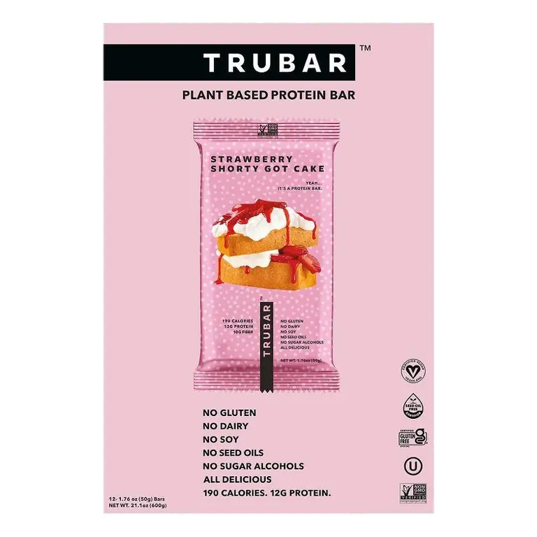 TRUBAR 12g Plant Based Protein Bars - Strawberry Shorty Got Cake - 12ct