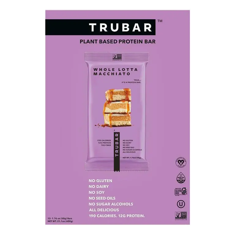 TRUBAR 12g Plant Based Protein Bars - Whole Lotta Macchiato - 12ct
