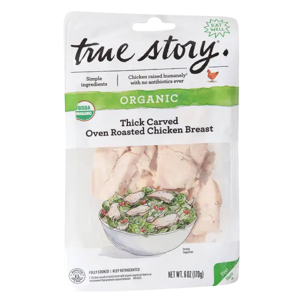 Organic Thick Carved Oven Roasted Chicken Breast Sliced