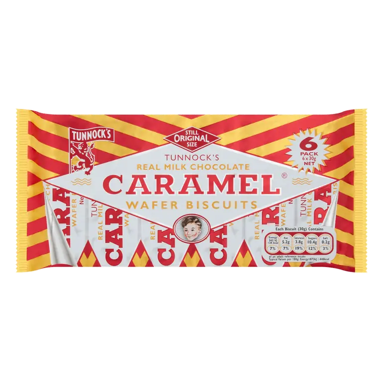 Tunnock's Real Milk Chocolate Caramel Wafer Biscuits 6 x 30g