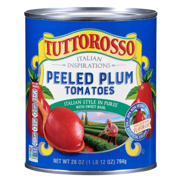 Italian Style Peeled Plum Tomatoes with Sweet Basil
