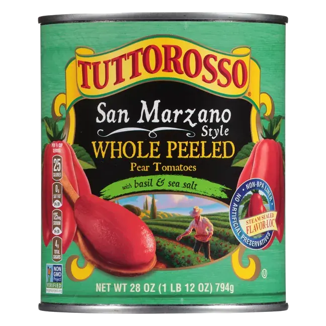 Pear Tomatoes, with Basil & Sea Salt, Whole Peeled, San Marzano Style