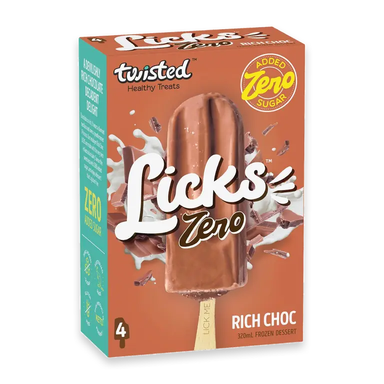 Rich Chocolate Licks Zero Frozen Dessert Sticks