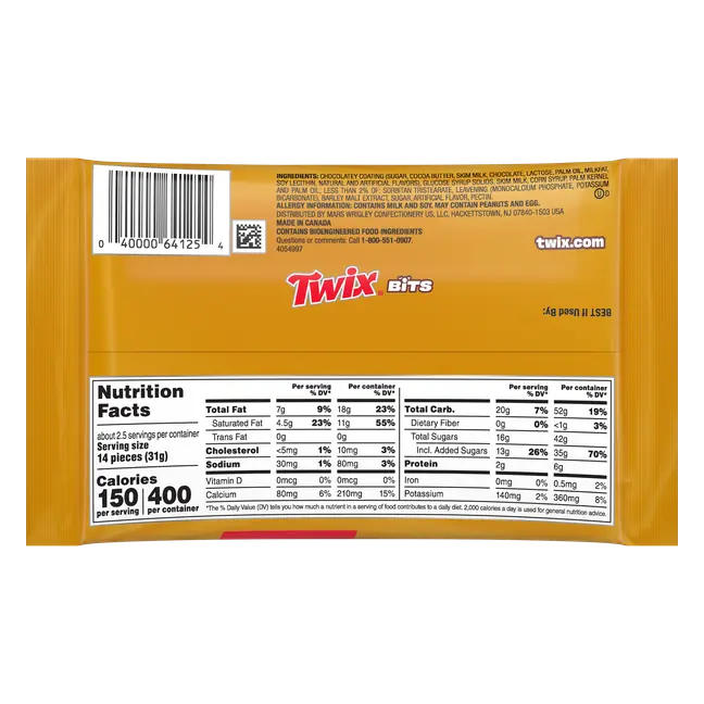 TWIX Bits Crunchy Cookie Chocolatey Candy Popable Movie Night Snack, On the Go Treat, Share Size, 2.83 Oz Bag